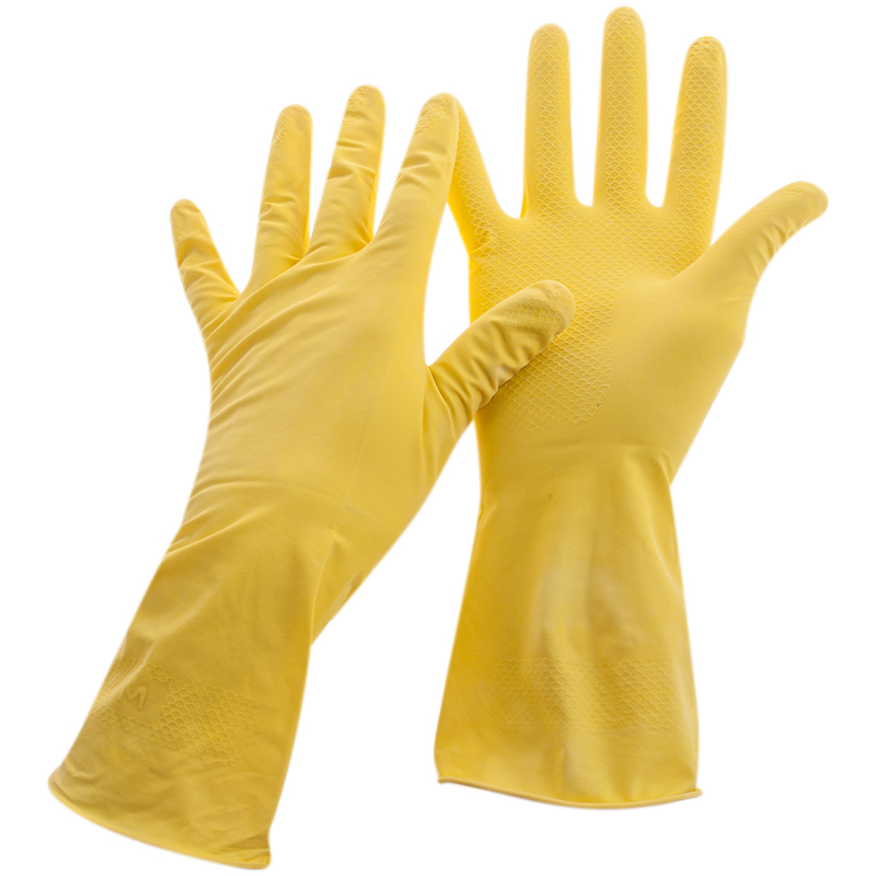 Перчатки резиновые  хозяйственные, р.L, желтые, европодвес - изображение 1