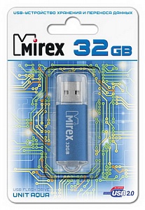 Флеш-память 32Gb Mirex Unit aqua USB