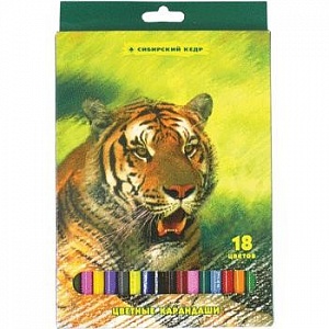 Карандаши цветные "Сибирский кедр. Тигр", 18 цветов