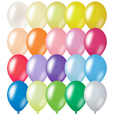 Воздушные шары, 100шт., M9/23см, MESHU, металлик, 20 цветов ассорти