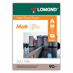 Фотобумага Lomond 90г/м, А3, Мат.одност. 100л.