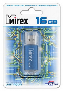 Флеш-память 16Gb Mirex Unit aqua USB